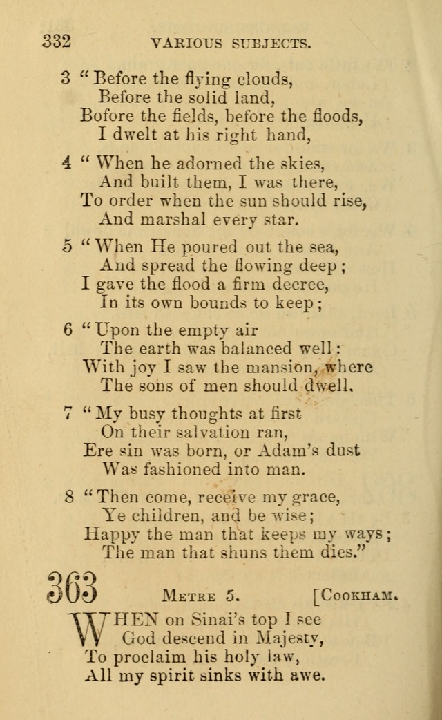 A Collection of Psalms, Hymns, and Spiritual Songs: suited to the various occasions of public worship and private devotion, of the church of Christ (6th ed.) page 332