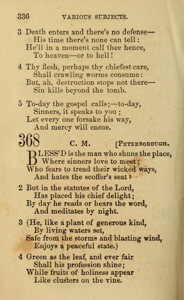 A Collection of Psalms, Hymns, and Spiritual Songs: suited to the various occasions of public worship and private devotion, of the church of Christ (6th ed.) page 336