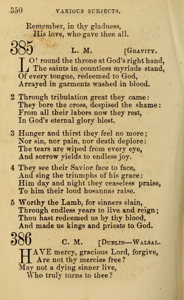 A Collection of Psalms, Hymns, and Spiritual Songs: suited to the various occasions of public worship and private devotion, of the church of Christ (6th ed.) page 350