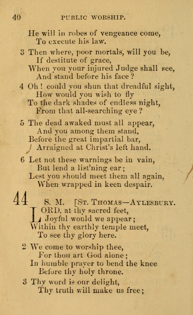 A Collection of Psalms, Hymns, and Spiritual Songs: suited to the various occasions of public worship and private devotion, of the church of Christ (6th ed.) page 40