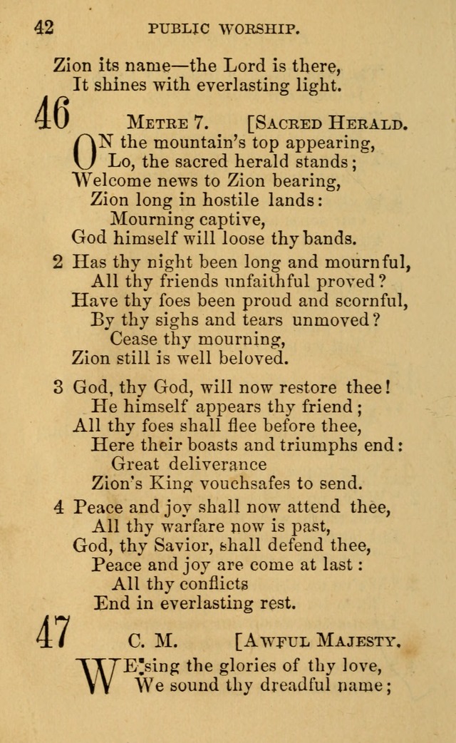 A Collection of Psalms, Hymns, and Spiritual Songs: suited to the various occasions of public worship and private devotion, of the church of Christ (6th ed.) page 42