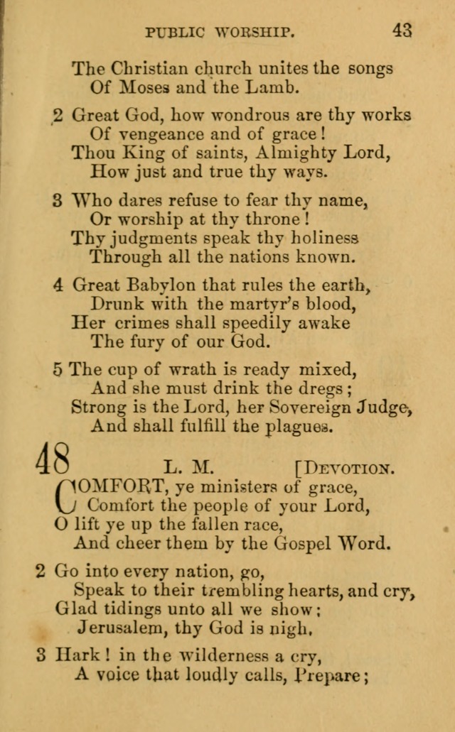 A Collection of Psalms, Hymns, and Spiritual Songs: suited to the various occasions of public worship and private devotion, of the church of Christ (6th ed.) page 43