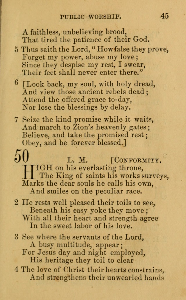 A Collection of Psalms, Hymns, and Spiritual Songs: suited to the various occasions of public worship and private devotion, of the church of Christ (6th ed.) page 45