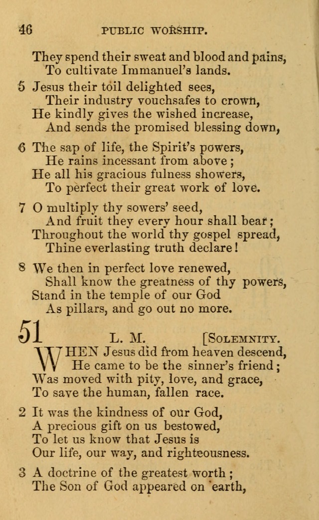 A Collection of Psalms, Hymns, and Spiritual Songs: suited to the various occasions of public worship and private devotion, of the church of Christ (6th ed.) page 46