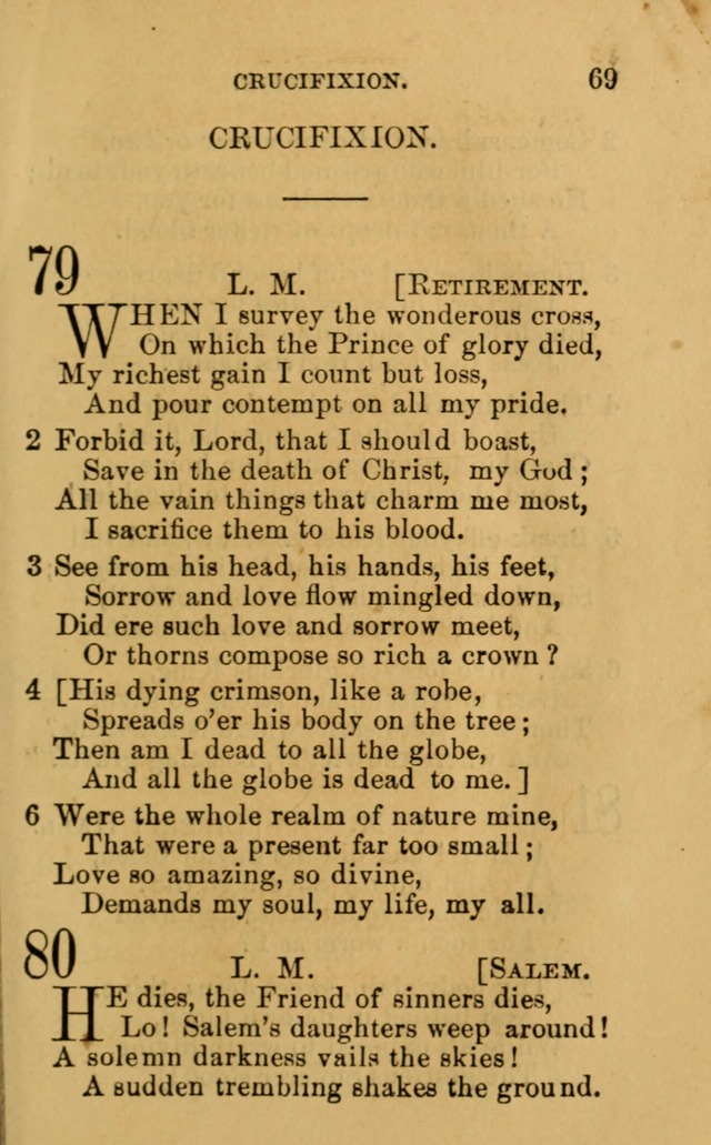 A Collection of Psalms, Hymns, and Spiritual Songs: suited to the various occasions of public worship and private devotion, of the church of Christ (6th ed.) page 69