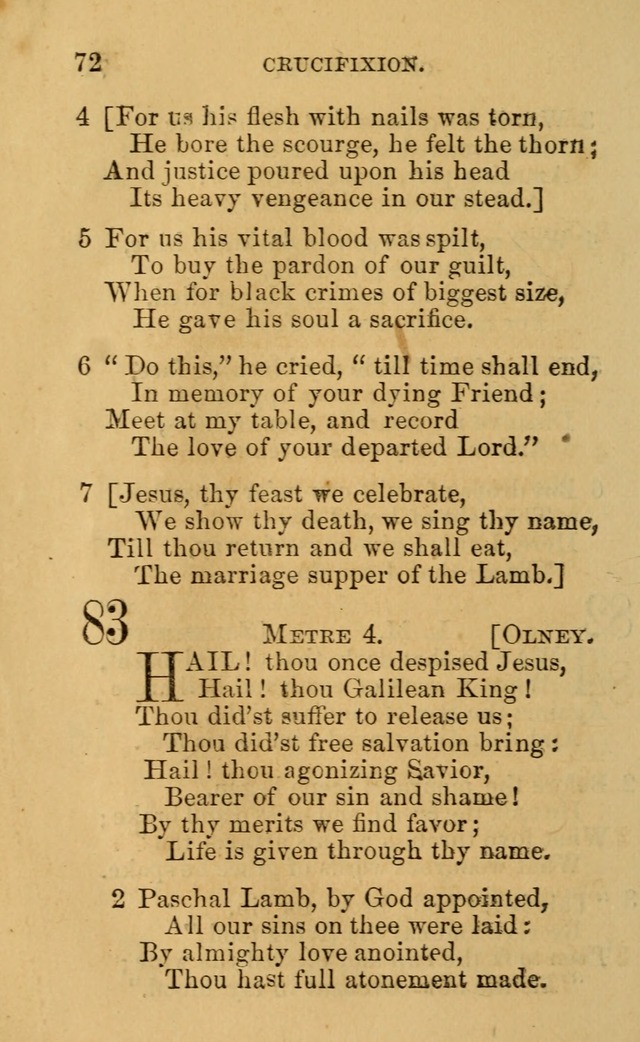 A Collection of Psalms, Hymns, and Spiritual Songs: suited to the various occasions of public worship and private devotion, of the church of Christ (6th ed.) page 72