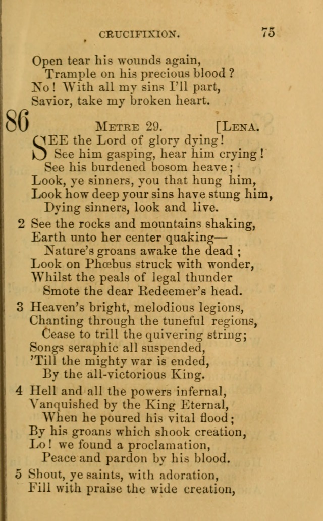 A Collection of Psalms, Hymns, and Spiritual Songs: suited to the various occasions of public worship and private devotion, of the church of Christ (6th ed.) page 75