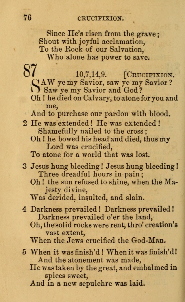 A Collection of Psalms, Hymns, and Spiritual Songs: suited to the various occasions of public worship and private devotion, of the church of Christ (6th ed.) page 76