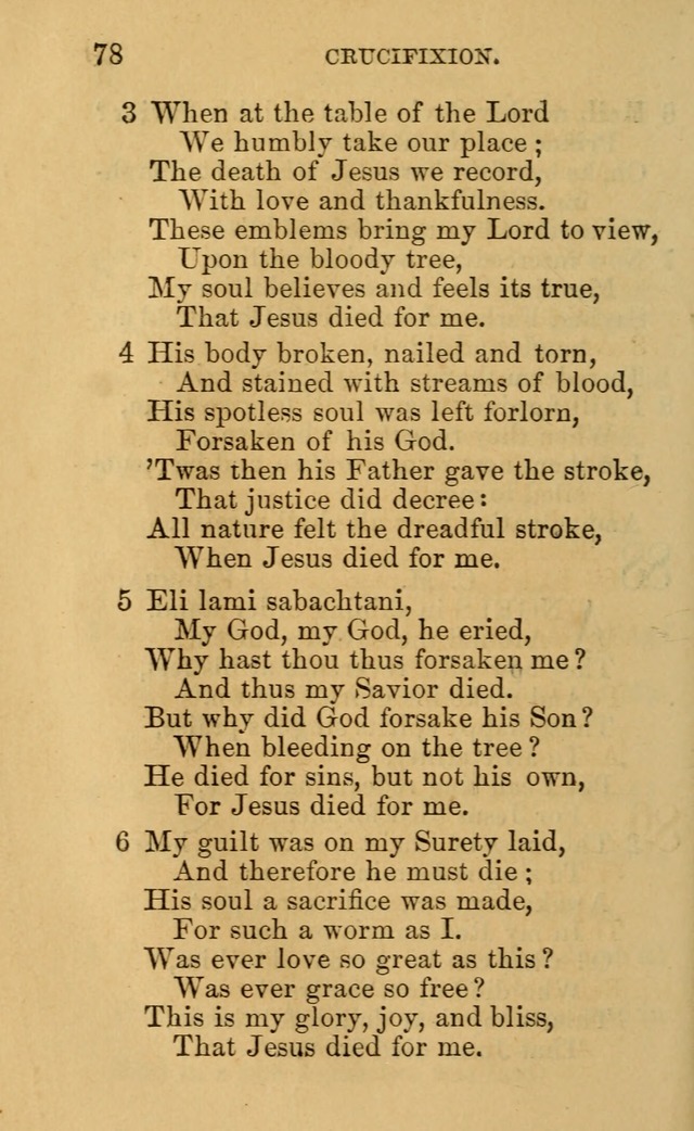 A Collection of Psalms, Hymns, and Spiritual Songs: suited to the various occasions of public worship and private devotion, of the church of Christ (6th ed.) page 78