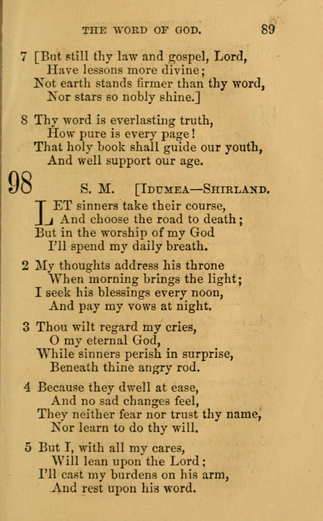 A Collection of Psalms, Hymns, and Spiritual Songs: suited to the various occasions of public worship and private devotion, of the church of Christ (6th ed.) page 89