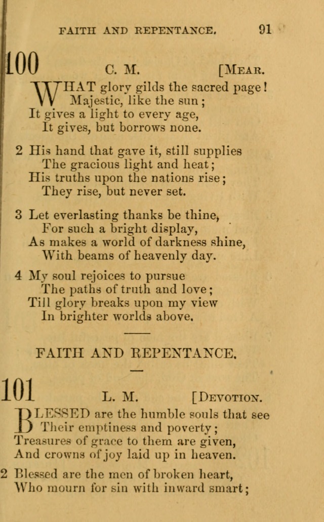 A Collection of Psalms, Hymns, and Spiritual Songs: suited to the various occasions of public worship and private devotion, of the church of Christ (6th ed.) page 91