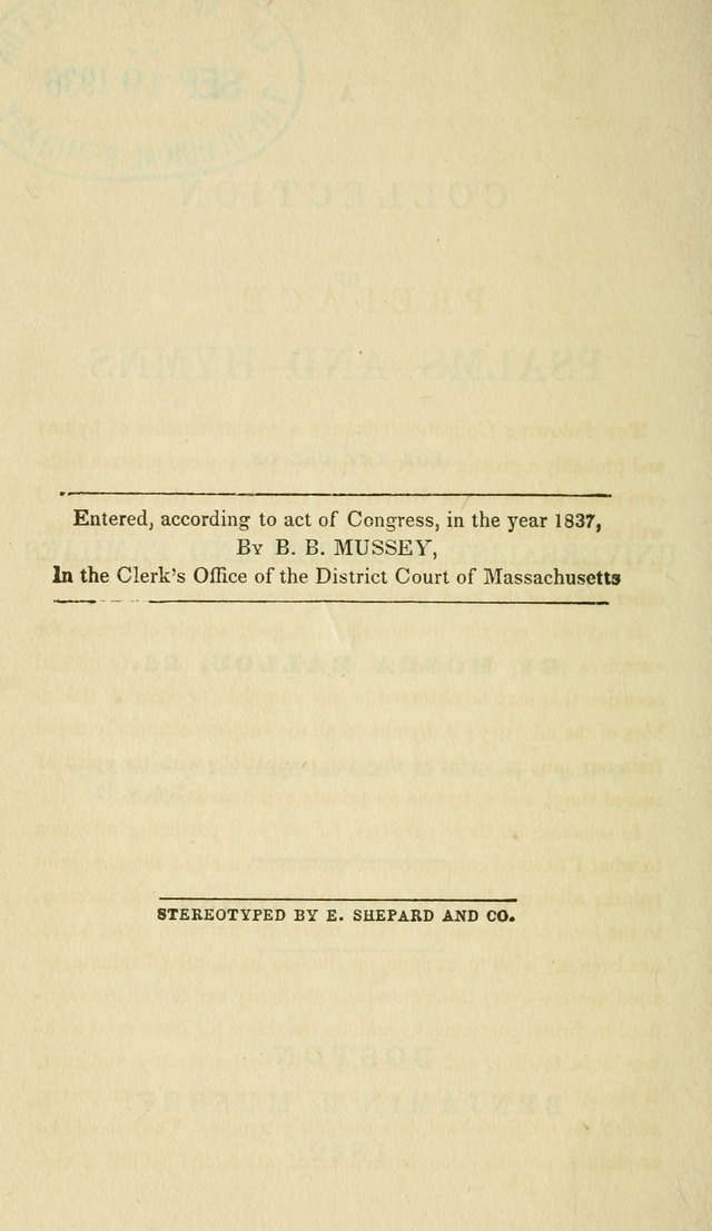 A Collection of Psalms and Hymns for the use of Universalist Societies and Families (13th ed.) page 2