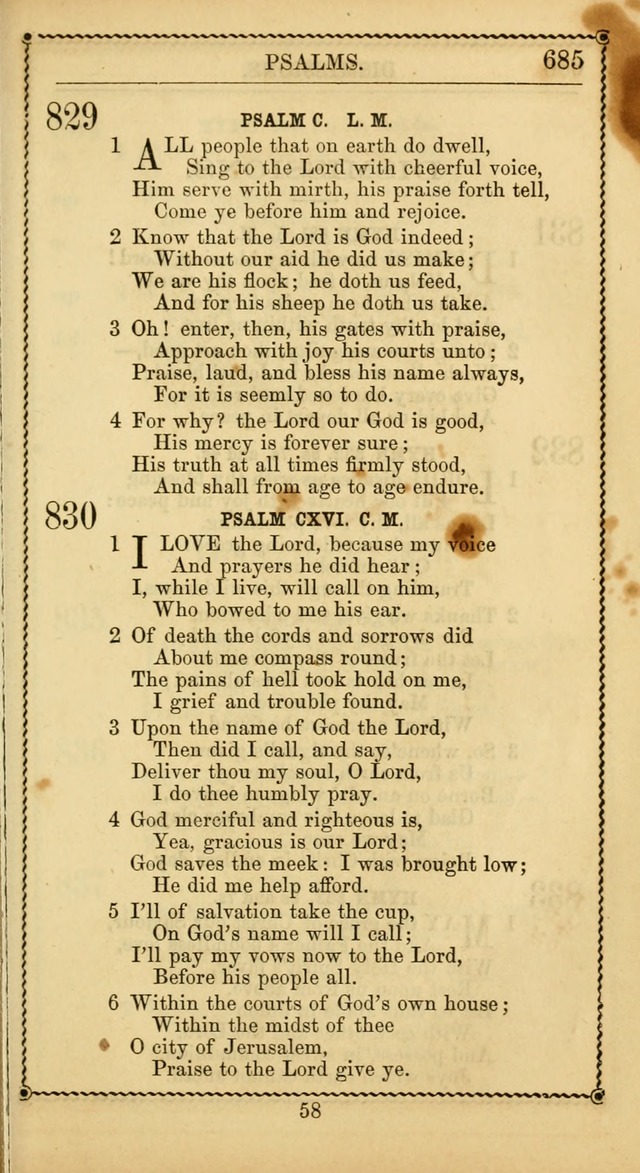 Church Psalmist: or Psalms and Hymns Designed for the Public, Social, and  Private Use of Evangelical Christians ... with Supplement.  53rd ed. page 688
