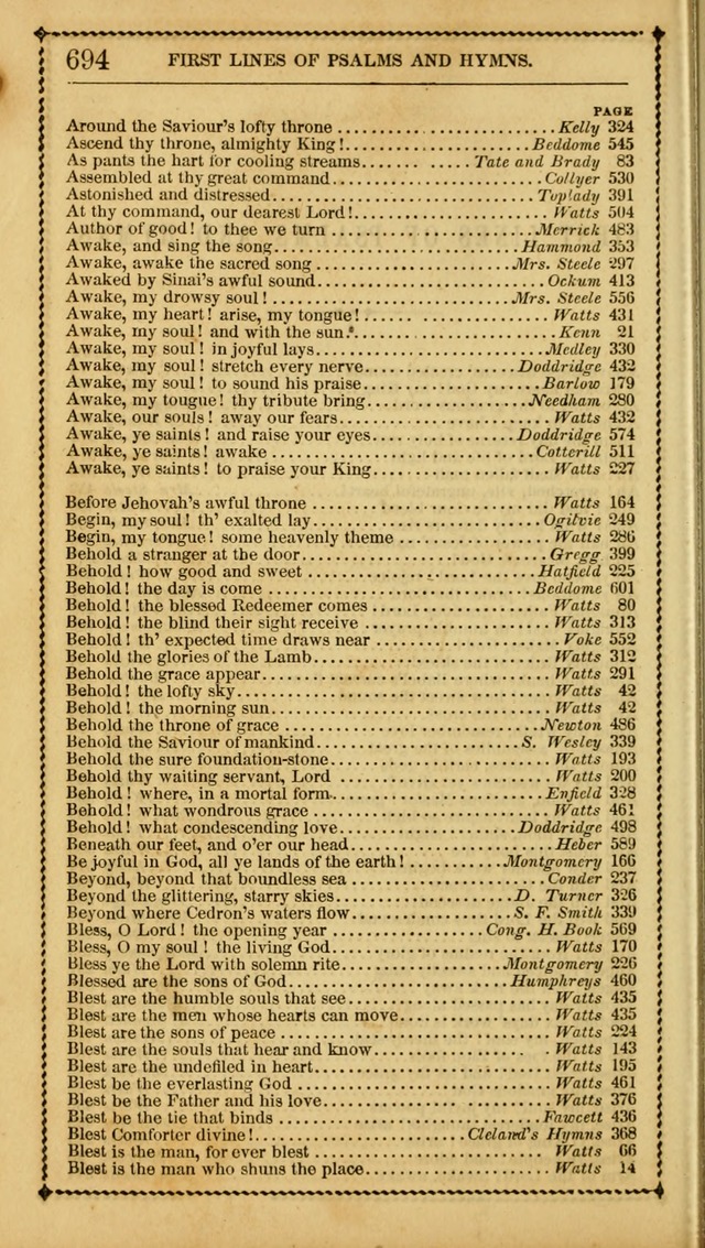 Church Psalmist: or Psalms and Hymns Designed for the Public, Social, and  Private Use of Evangelical Christians ... with Supplement.  53rd ed. page 697