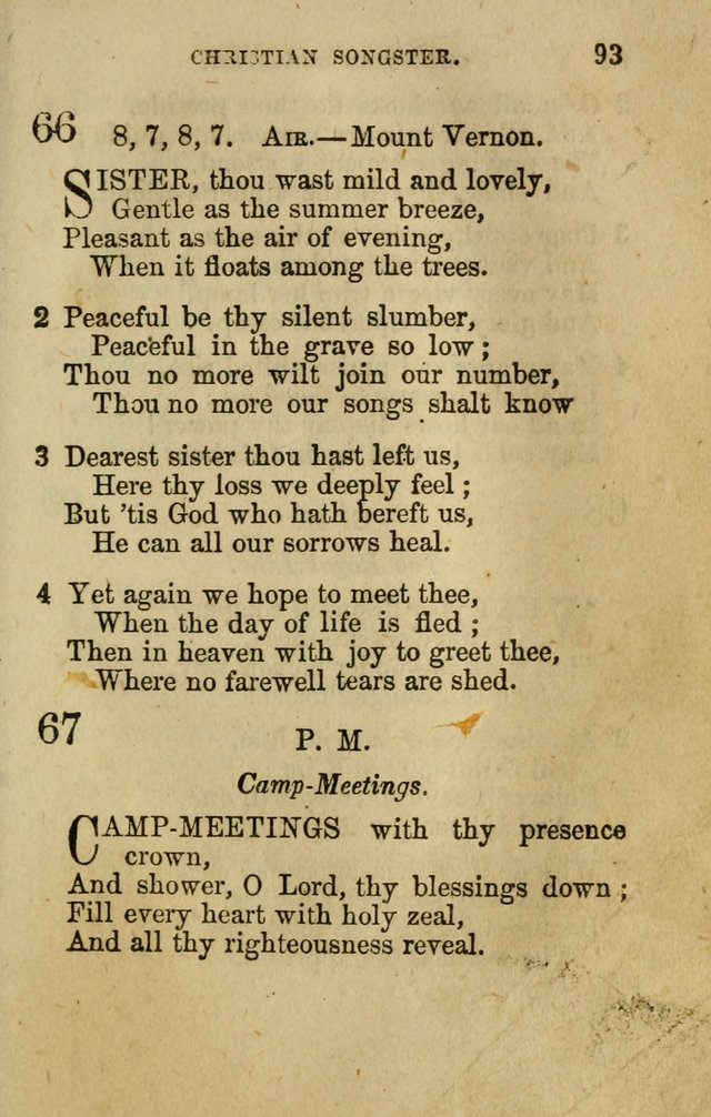 The Christian Songster: a collection of hymns and spiritual songs, usually sung at camp, prayer, and social meetings, and revivals of religion. Designed for all denominations page 100