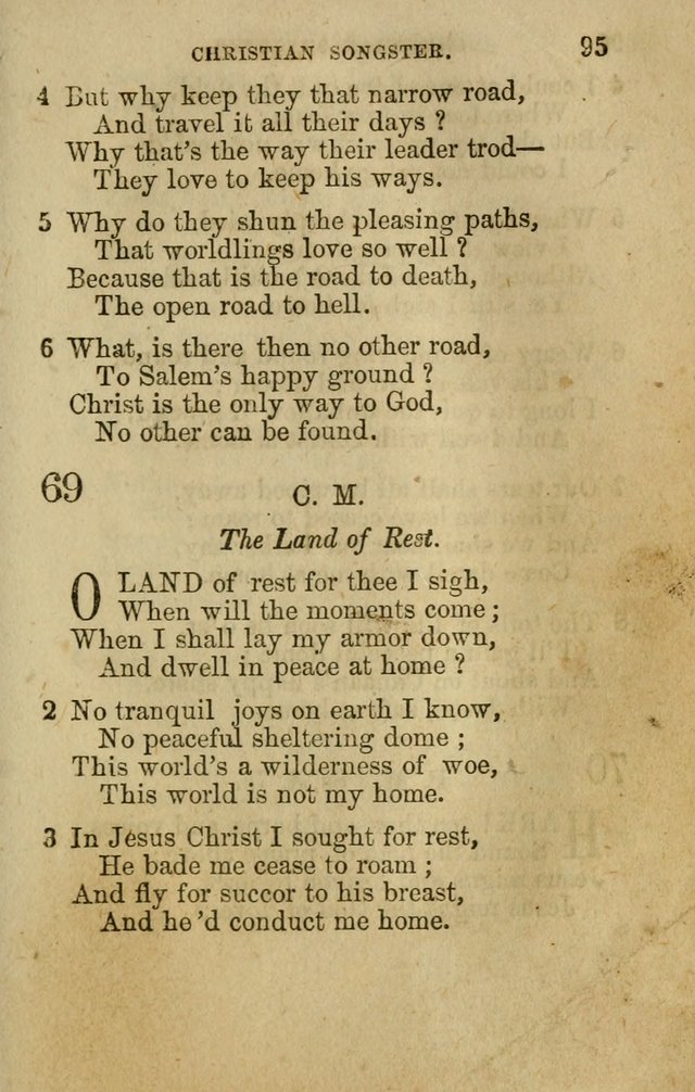 The Christian Songster: a collection of hymns and spiritual songs, usually sung at camp, prayer, and social meetings, and revivals of religion. Designed for all denominations page 102