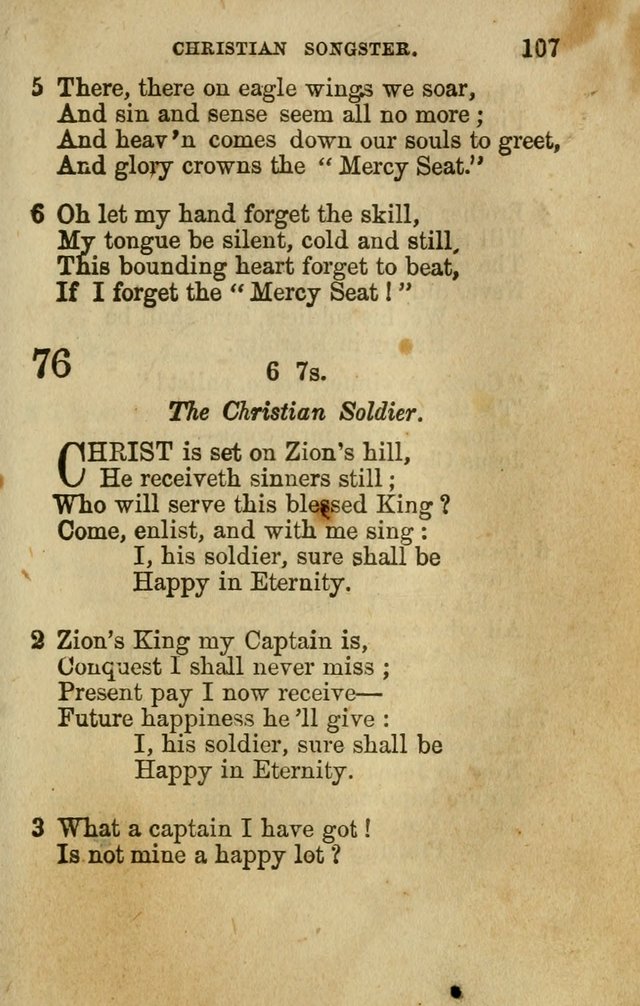 The Christian Songster: a collection of hymns and spiritual songs, usually sung at camp, prayer, and social meetings, and revivals of religion. Designed for all denominations page 114