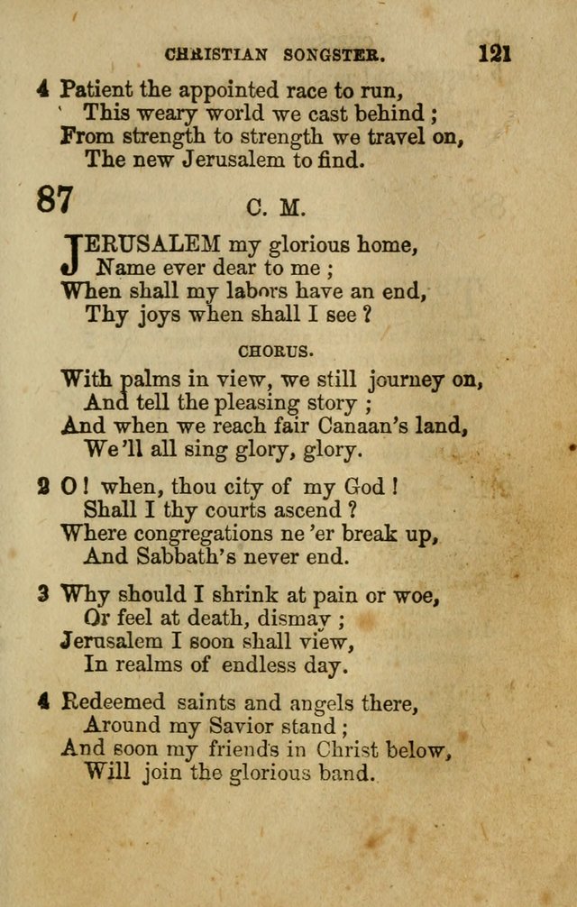 The Christian Songster: a collection of hymns and spiritual songs, usually sung at camp, prayer, and social meetings, and revivals of religion. Designed for all denominations page 130