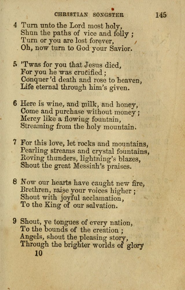 The Christian Songster: a collection of hymns and spiritual songs, usually sung at camp, prayer, and social meetings, and revivals of religion. Designed for all denominations page 154