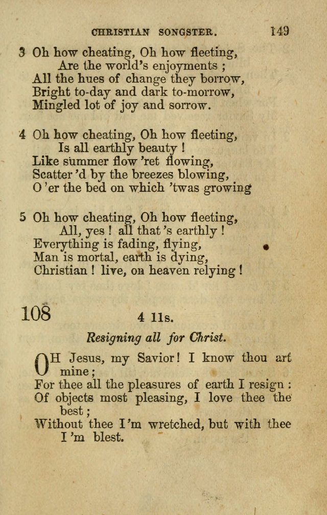 The Christian Songster: a collection of hymns and spiritual songs, usually sung at camp, prayer, and social meetings, and revivals of religion. Designed for all denominations page 158