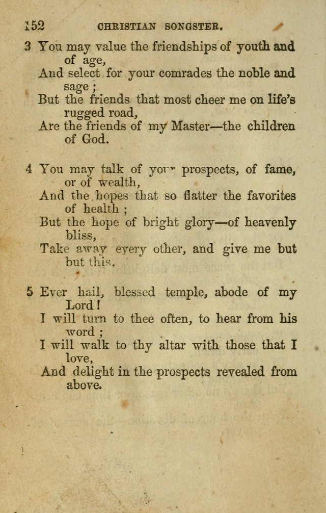 The Christian Songster: a collection of hymns and spiritual songs, usually sung at camp, prayer, and social meetings, and revivals of religion. Designed for all denominations page 161