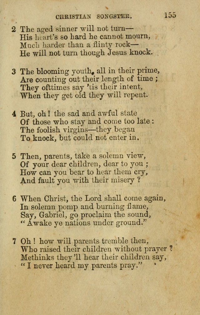 The Christian Songster: a collection of hymns and spiritual songs, usually sung at camp, prayer, and social meetings, and revivals of religion. Designed for all denominations page 164