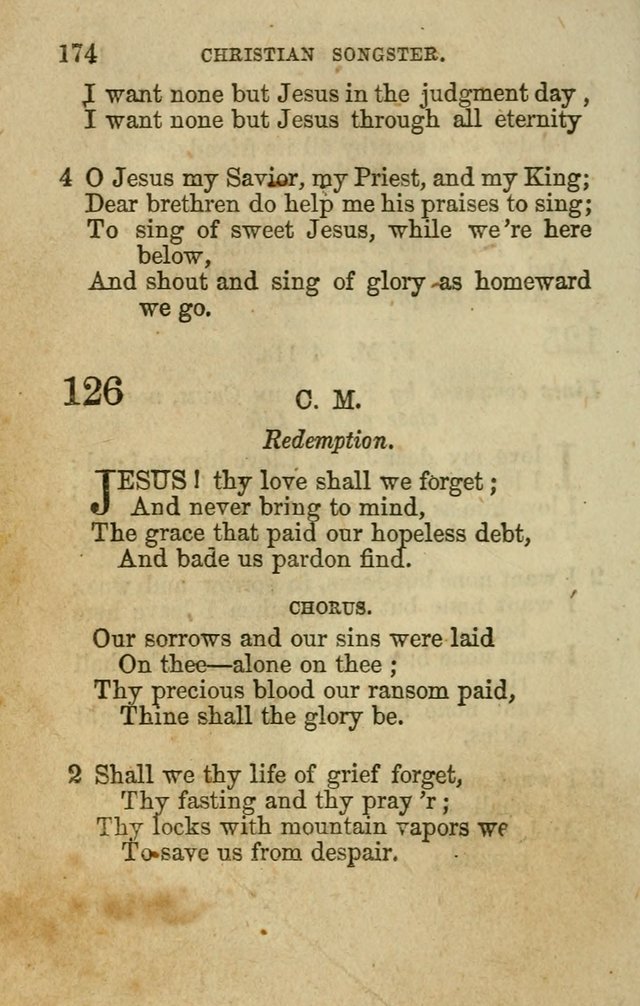 The Christian Songster: a collection of hymns and spiritual songs, usually sung at camp, prayer, and social meetings, and revivals of religion. Designed for all denominations page 183