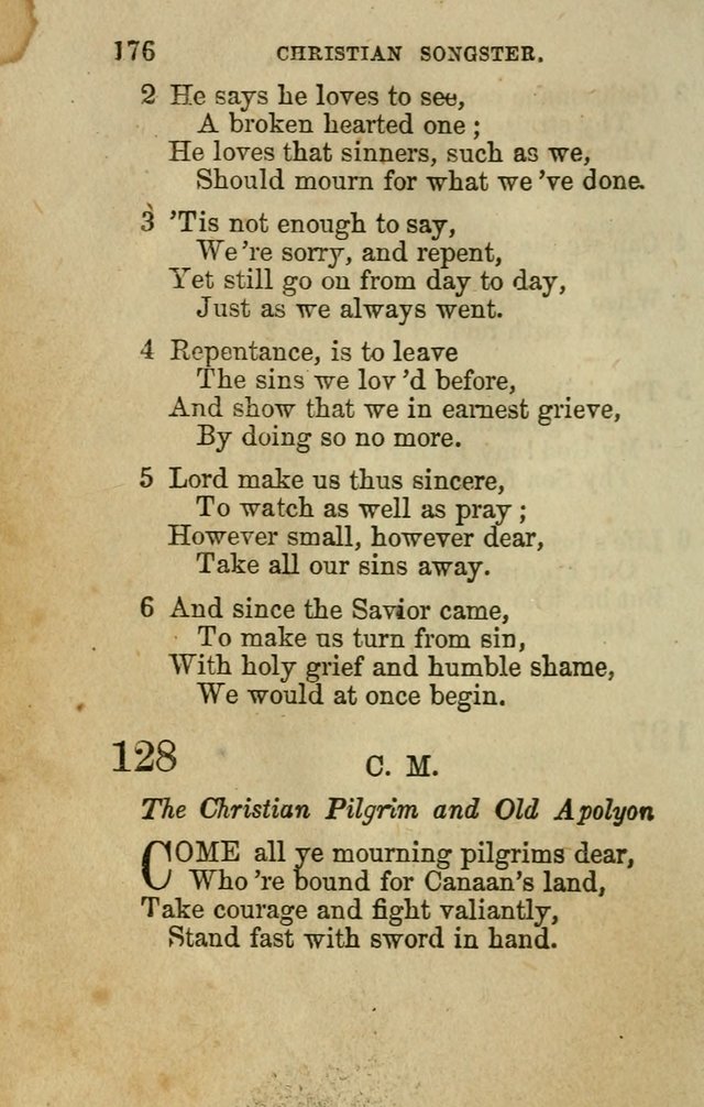 The Christian Songster: a collection of hymns and spiritual songs, usually sung at camp, prayer, and social meetings, and revivals of religion. Designed for all denominations page 185