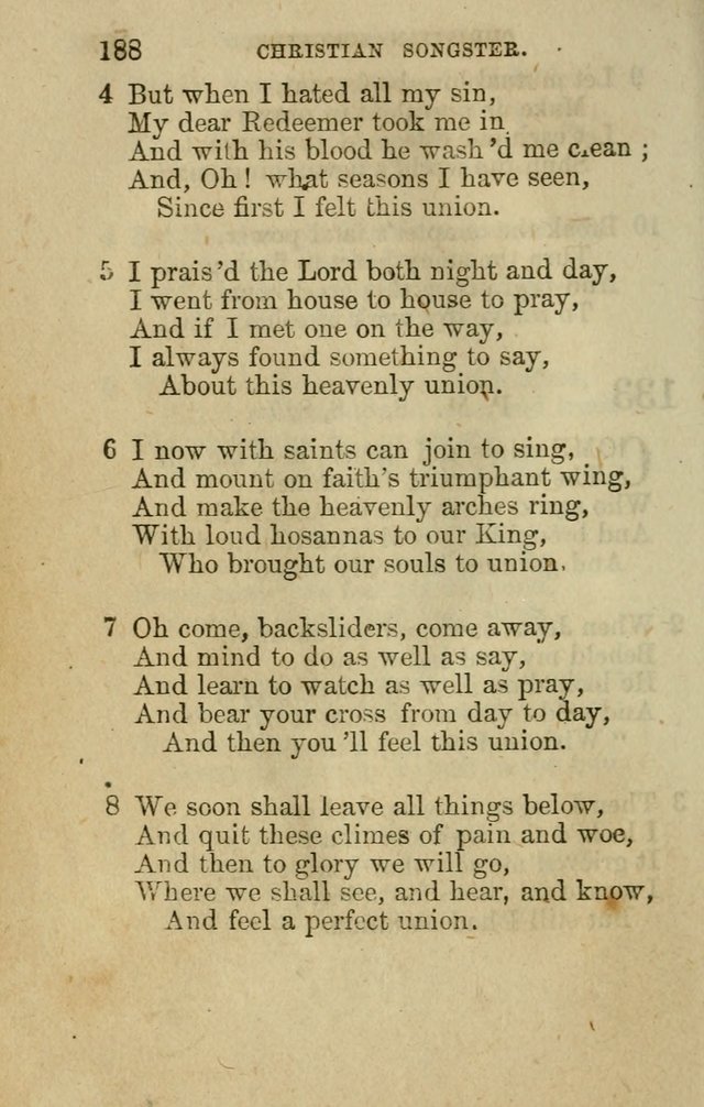 The Christian Songster: a collection of hymns and spiritual songs, usually sung at camp, prayer, and social meetings, and revivals of religion. Designed for all denominations page 197