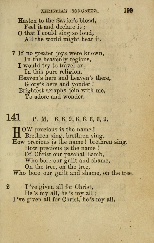 The Christian Songster: a collection of hymns and spiritual songs, usually sung at camp, prayer, and social meetings, and revivals of religion. Designed for all denominations page 208