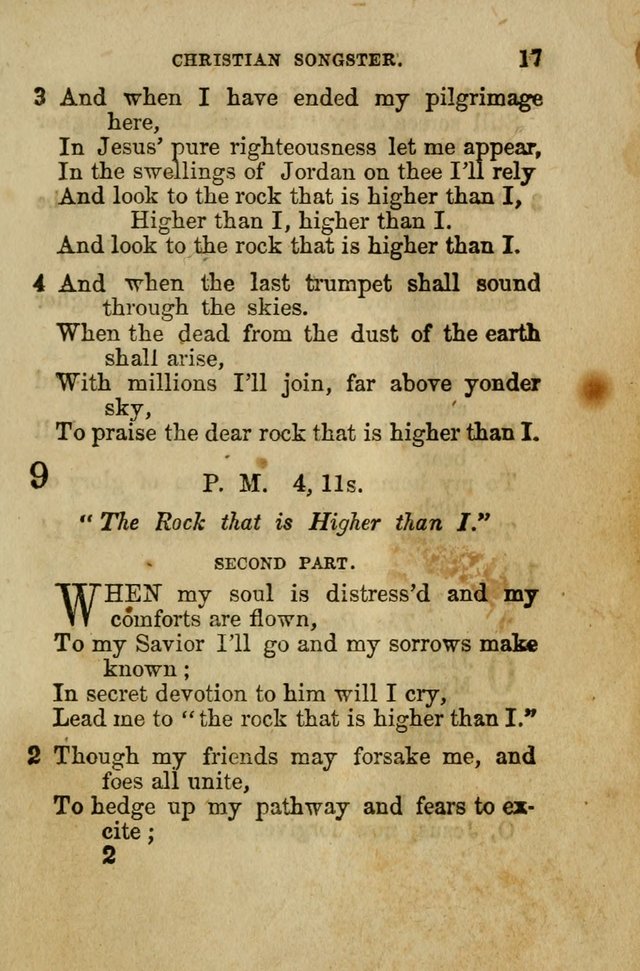 The Christian Songster: a collection of hymns and spiritual songs, usually sung at camp, prayer, and social meetings, and revivals of religion. Designed for all denominations page 22