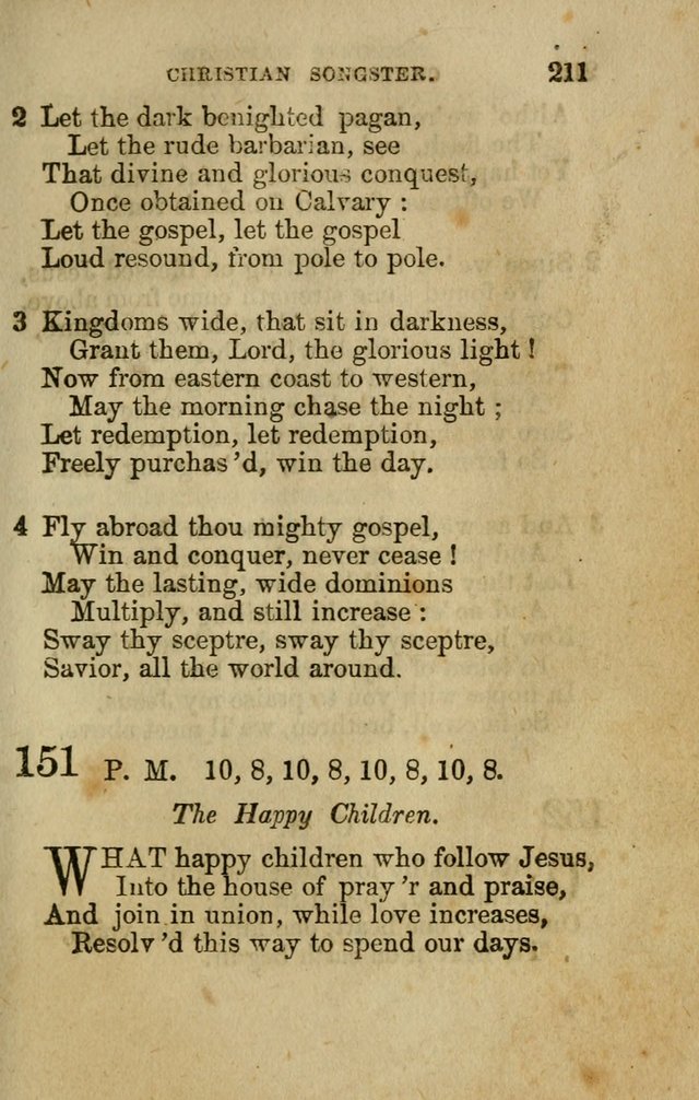 The Christian Songster: a collection of hymns and spiritual songs, usually sung at camp, prayer, and social meetings, and revivals of religion. Designed for all denominations page 220