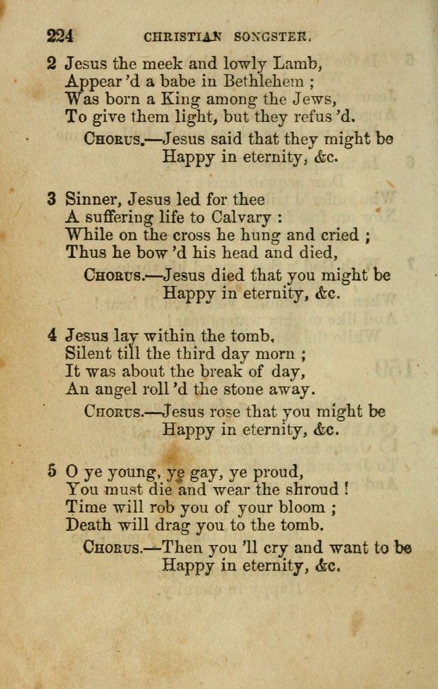 The Christian Songster: a collection of hymns and spiritual songs, usually sung at camp, prayer, and social meetings, and revivals of religion. Designed for all denominations page 233