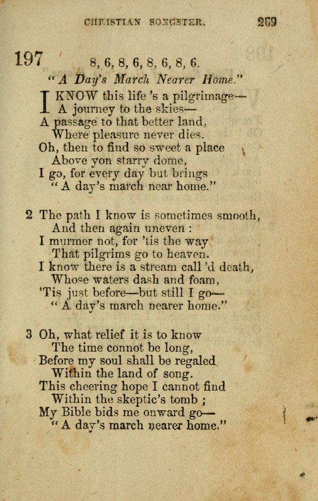 The Christian Songster: a collection of hymns and spiritual songs, usually sung at camp, prayer, and social meetings, and revivals of religion. Designed for all denominations page 278