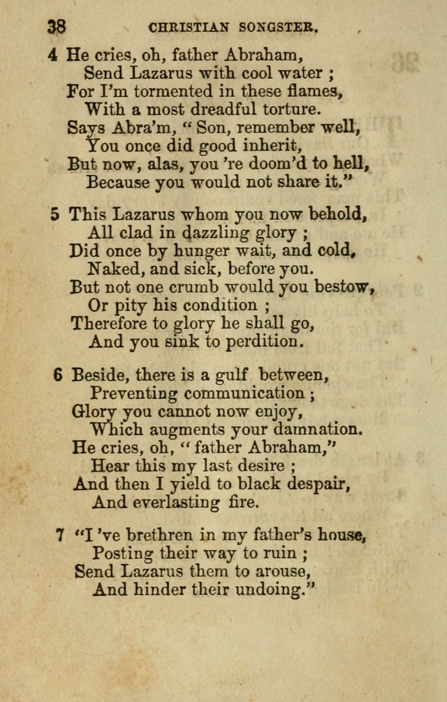 The Christian Songster: a collection of hymns and spiritual songs, usually sung at camp, prayer, and social meetings, and revivals of religion. Designed for all denominations page 45