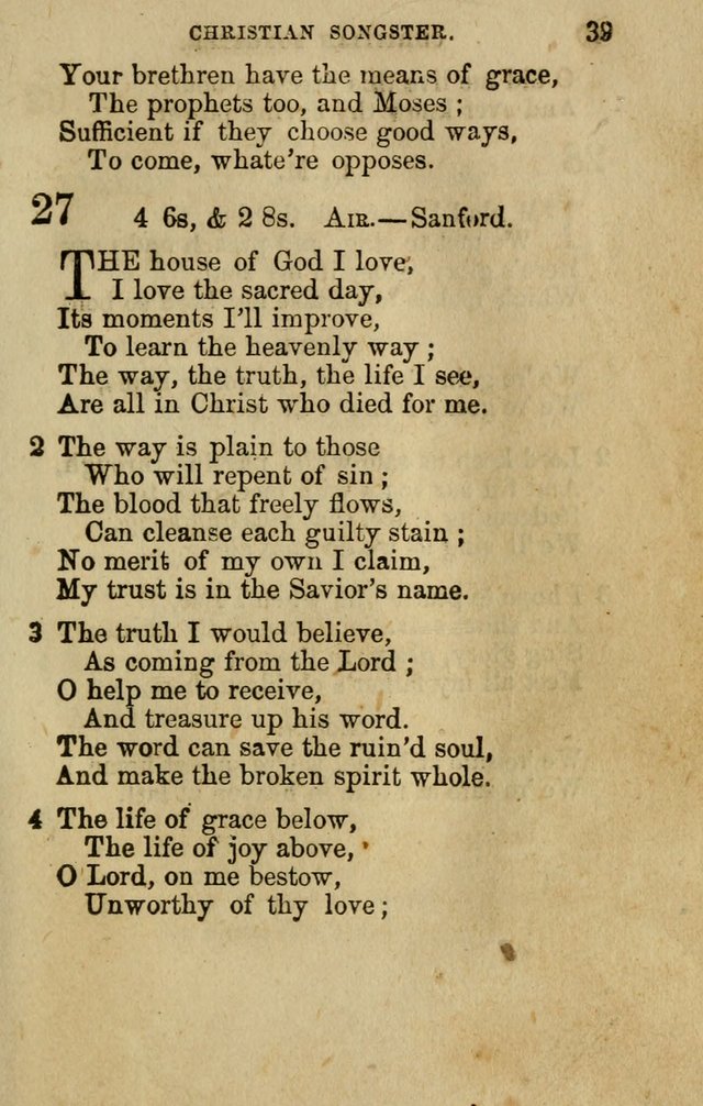 The Christian Songster: a collection of hymns and spiritual songs, usually sung at camp, prayer, and social meetings, and revivals of religion. Designed for all denominations page 46