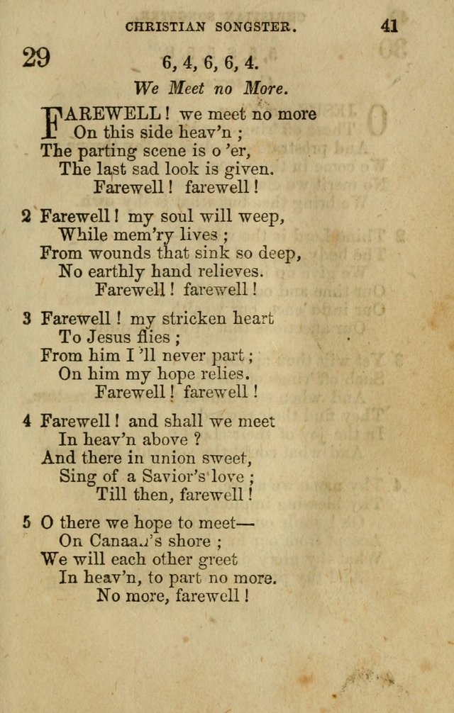 The Christian Songster: a collection of hymns and spiritual songs, usually sung at camp, prayer, and social meetings, and revivals of religion. Designed for all denominations page 48