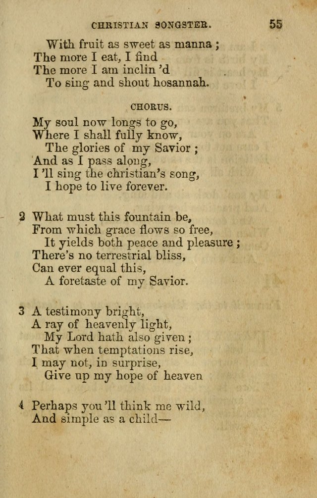 The Christian Songster: a collection of hymns and spiritual songs, usually sung at camp, prayer, and social meetings, and revivals of religion. Designed for all denominations page 62