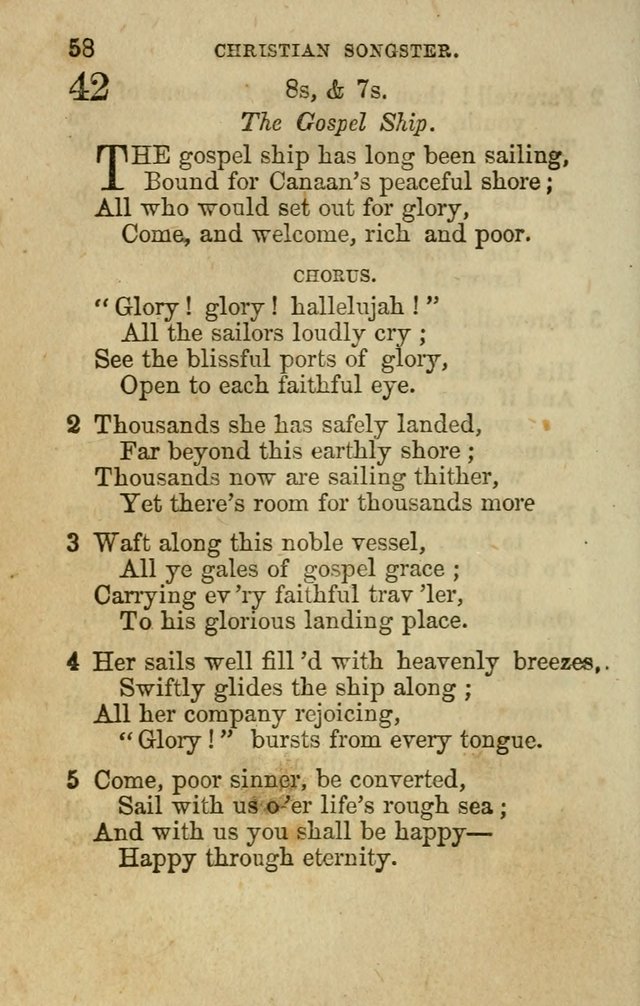 The Christian Songster: a collection of hymns and spiritual songs, usually sung at camp, prayer, and social meetings, and revivals of religion. Designed for all denominations page 65