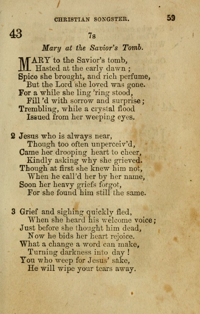 The Christian Songster: a collection of hymns and spiritual songs, usually sung at camp, prayer, and social meetings, and revivals of religion. Designed for all denominations page 66