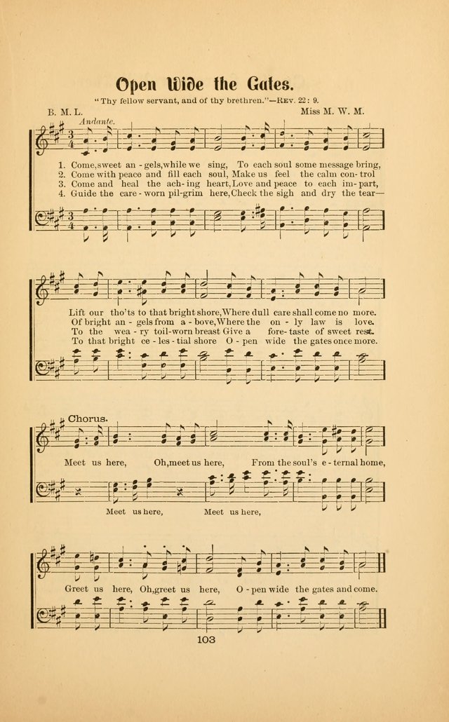 Celestial Sonnets: a collection of new and original songs and hymns of peace and progress, designed for public gatherings, home circles, religious, spiritual, temperance, social and camp meetings, etc page 108