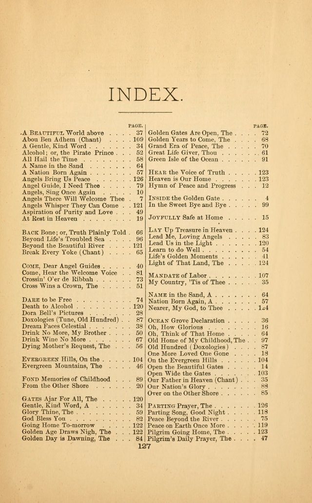 Celestial Sonnets: a collection of new and original songs and hymns of peace and progress, designed for public gatherings, home circles, religious, spiritual, temperance, social and camp meetings, etc page 132