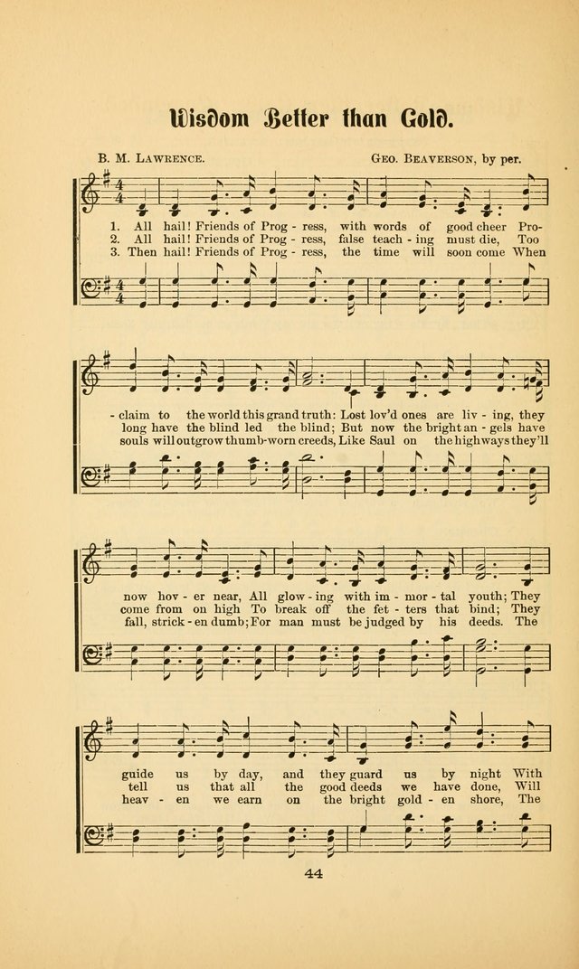 Celestial Sonnets: a collection of new and original songs and hymns of peace and progress, designed for public gatherings, home circles, religious, spiritual, temperance, social and camp meetings, etc page 49