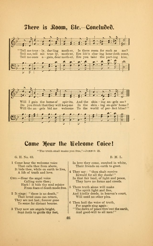 Celestial Sonnets: a collection of new and original songs and hymns of peace and progress, designed for public gatherings, home circles, religious, spiritual, temperance, social and camp meetings, etc page 86