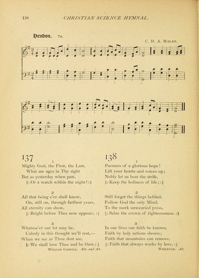 Christian Science Hymnal: a selection of spiritual songs page 138