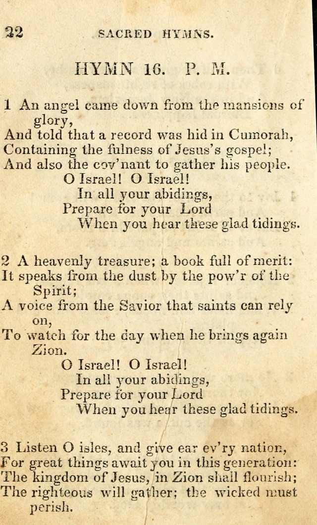 A Collection of Sacred Hymns, for the Church of the Latter Day Saints page 22