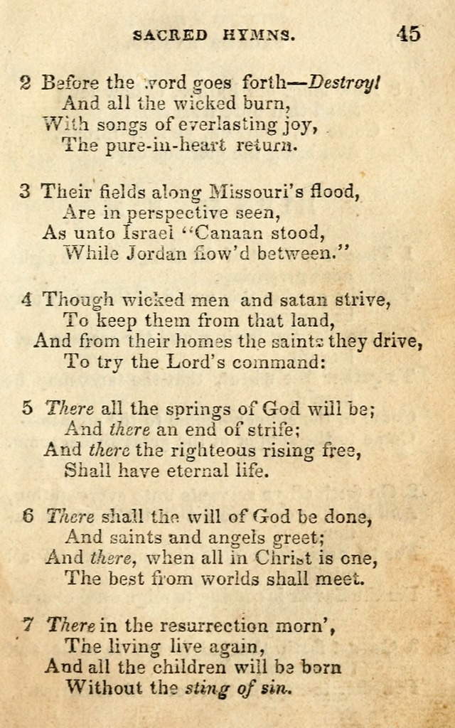 A Collection of Sacred Hymns, for the Church of the Latter Day Saints page 45