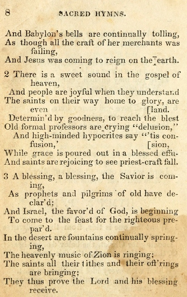 A Collection of Sacred Hymns, for the Church of the Latter Day Saints page 8