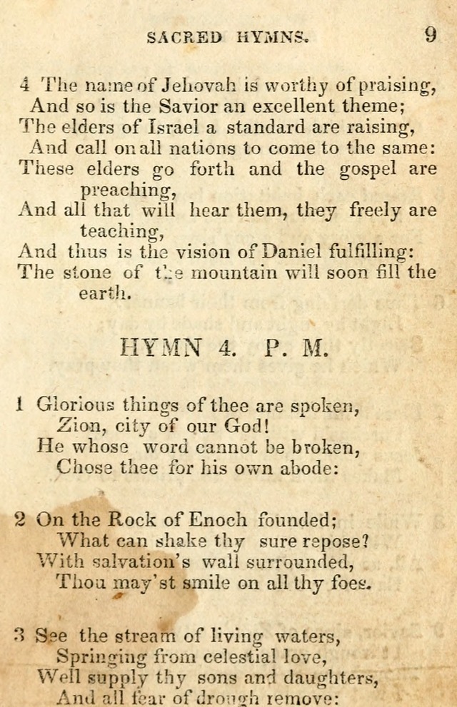 A Collection of Sacred Hymns, for the Church of the Latter Day Saints page 9