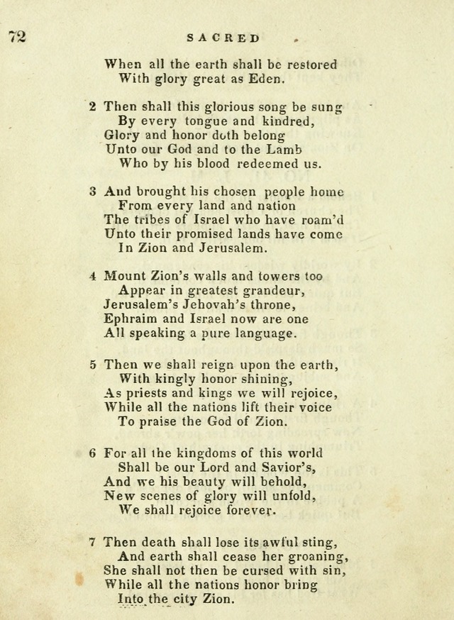 A Collection of Sacred Hymns for the use of the Latter-Day Saints page 72